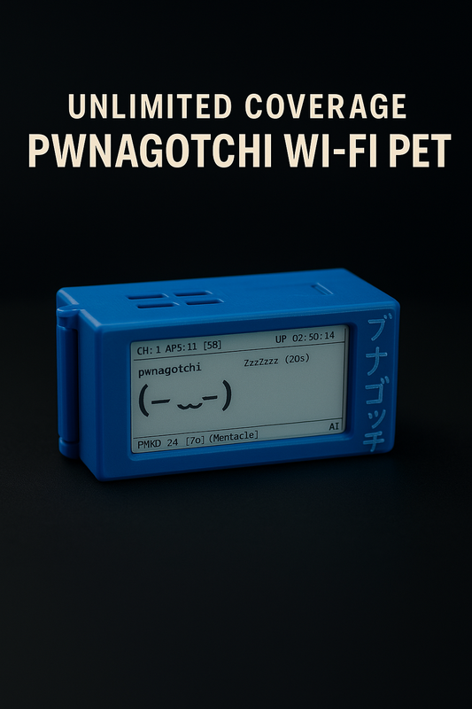 Unlimited Coverage™ Pwnagotchi — Portable AI Wi-Fi Hacking & Pentesting Device + Case (Preconfigured)