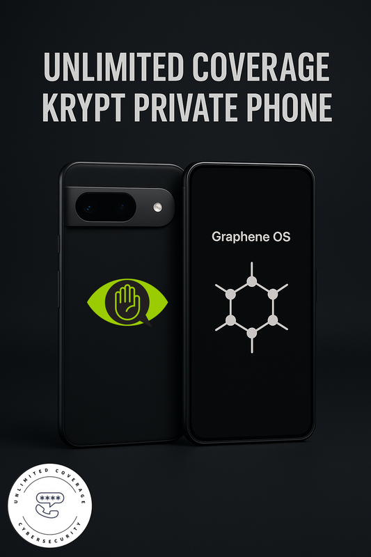 Unlimited Coverage Krypt™ - DeGoogled and Encrypted Privacy Phone (Pixel 4-9 with CalyxOS or GrapheneOS